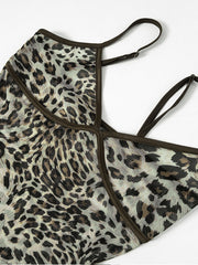 Halbtransparentes langes Camisole-Kleid mit Leopardenmuster