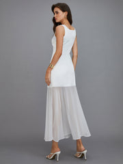 Langes Kleid mit transparenter Überlage