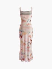 Schlankes, sexy langes Kleid mit Blumendruck