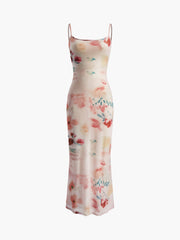 Schlankes, sexy langes Kleid mit Blumendruck
