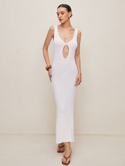 Schmales Pulloverkleid mit Schlitz und Cut-Outs