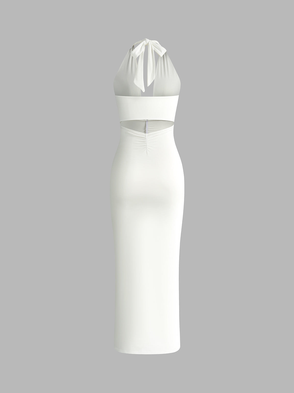 Einfarbiges rückenfreies Neckholder-Kleid mit Cut-Outs