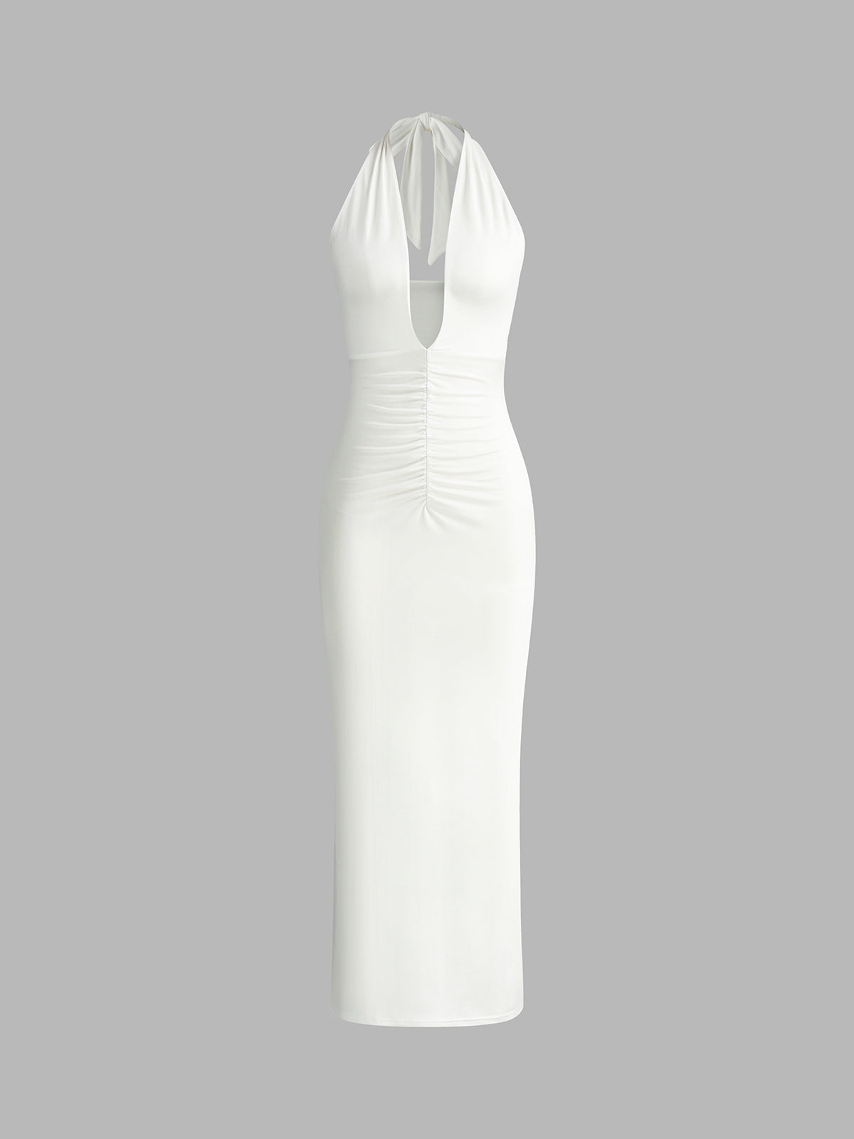 Einfarbiges rückenfreies Neckholder-Kleid mit Cut-Outs