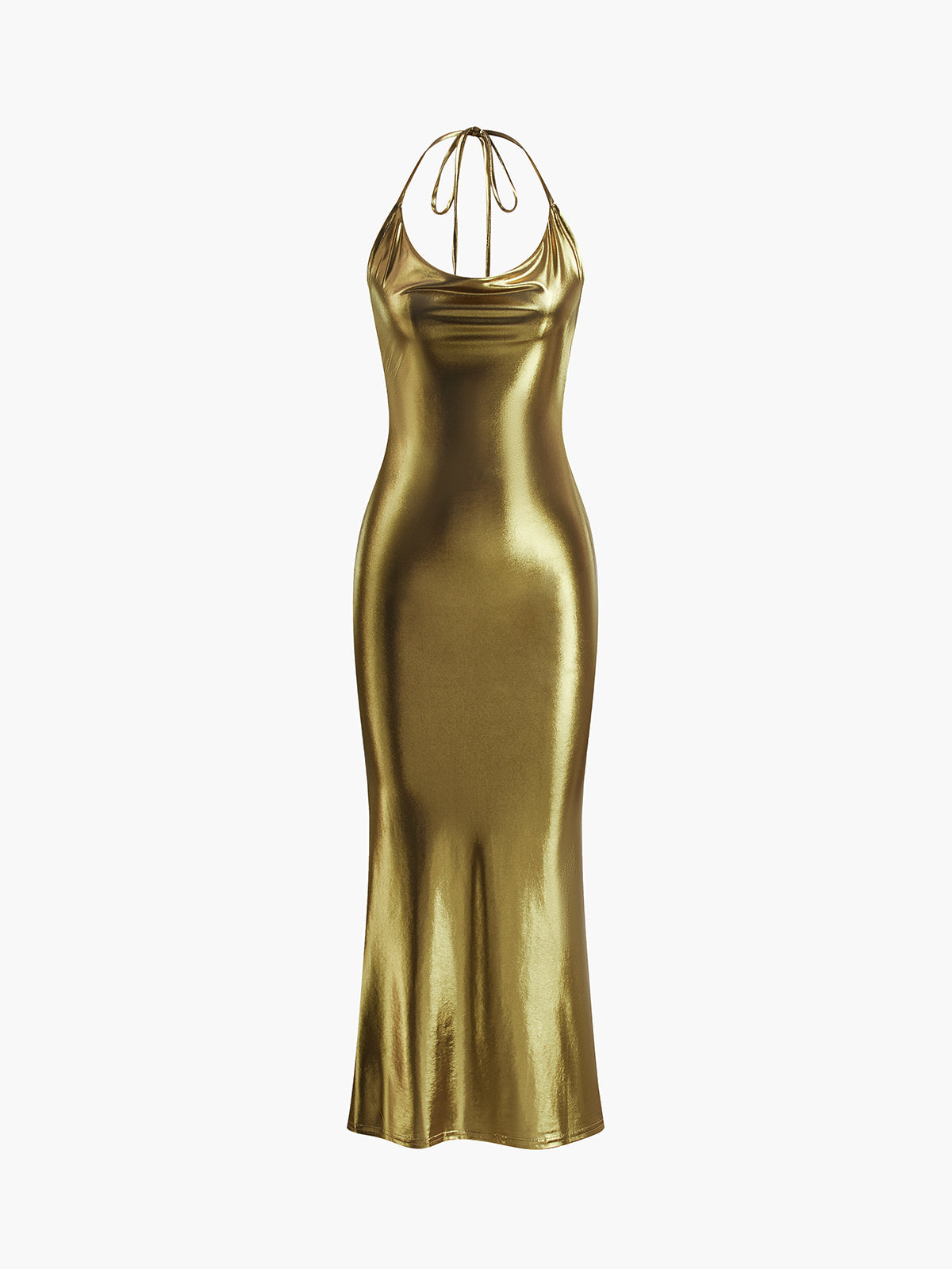 Sexy Neckholder-Rückenkleid, schmal, lang