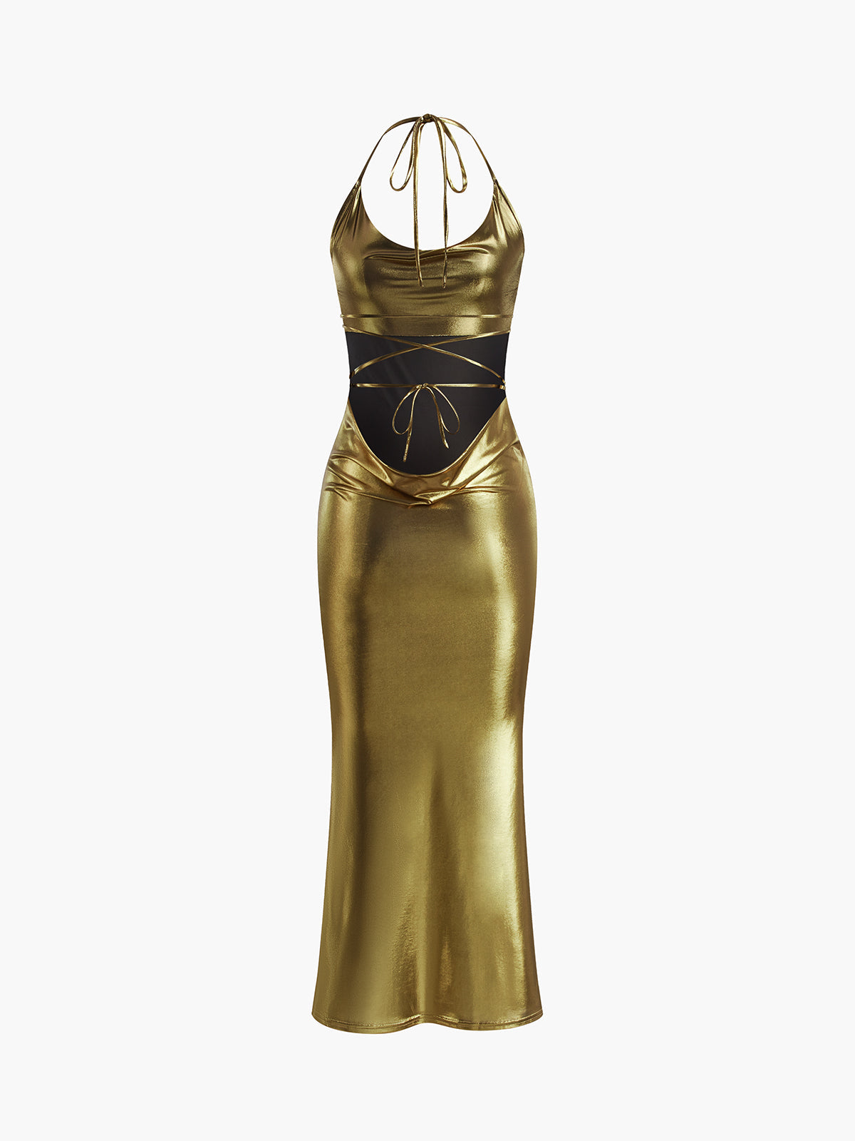 Sexy Neckholder-Rückenkleid, schmal, lang