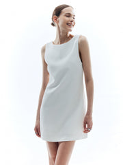 Einfarbiges rückenfreies, ärmelloses Kleid mit Knoten