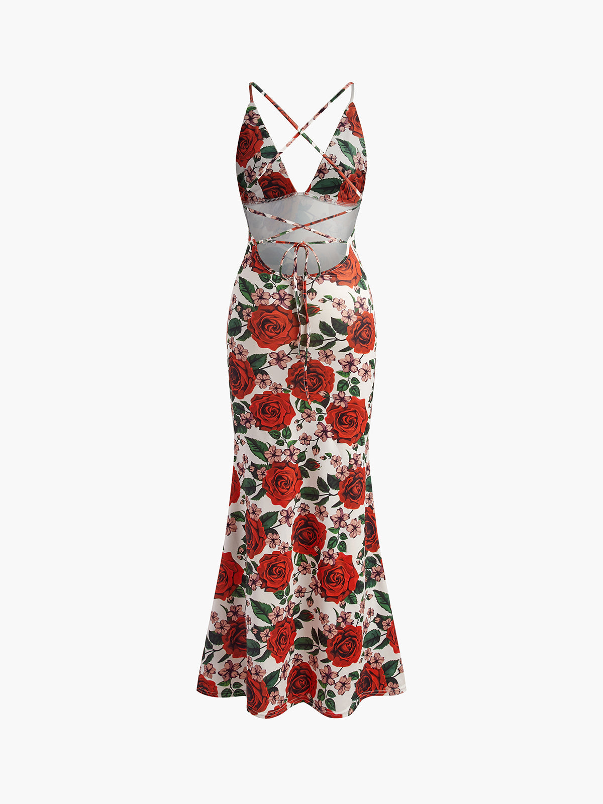 Rückenfreies, langes Kleid mit Blumenmuster