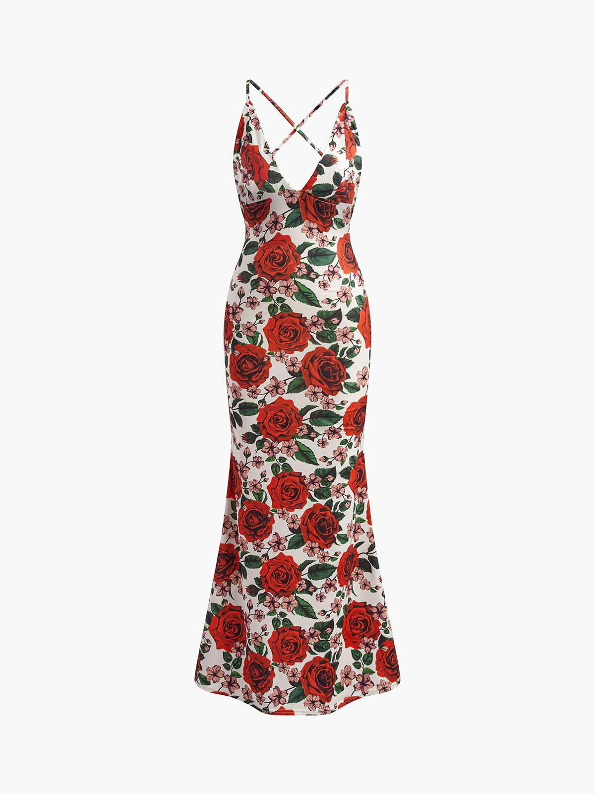 Rückenfreies, langes Kleid mit Blumenmuster