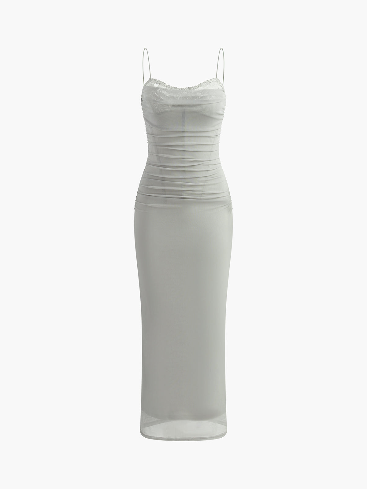 Schmales, langes Kleid aus transparentem Netzstoff