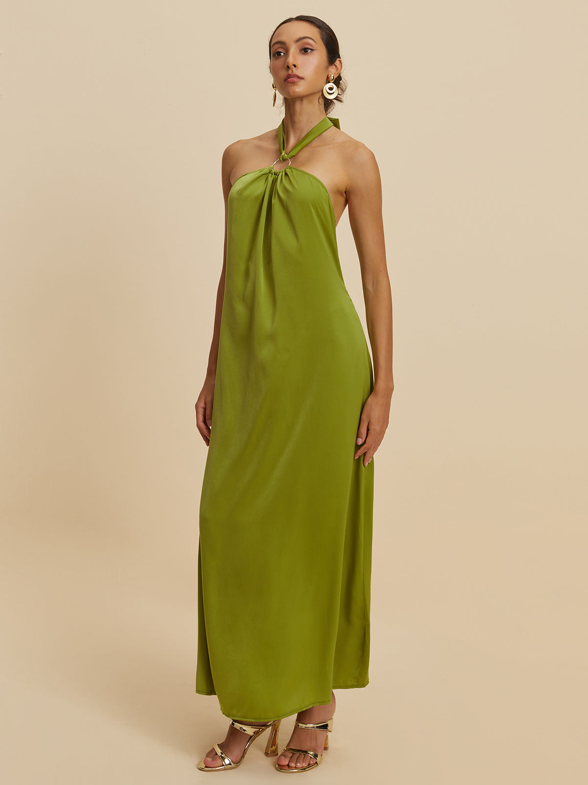 Rückenfreies Neckholder-Langes Kleid