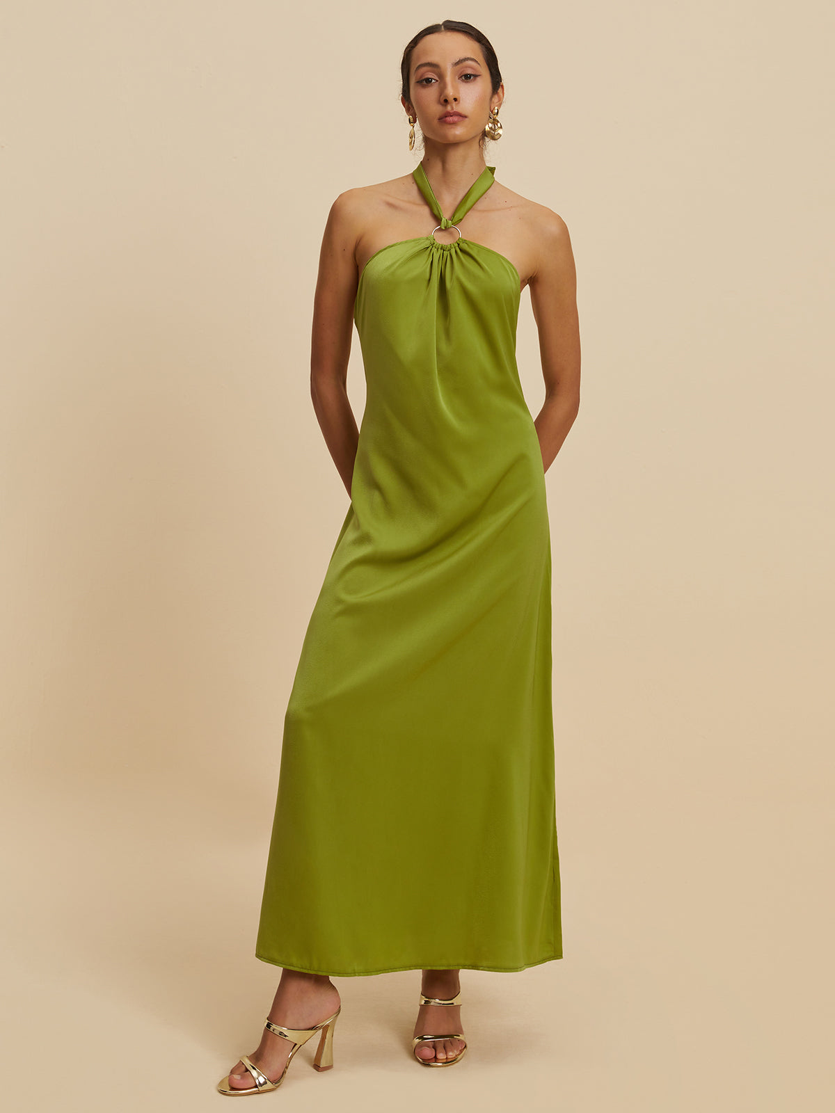 Rückenfreies Neckholder-Langes Kleid