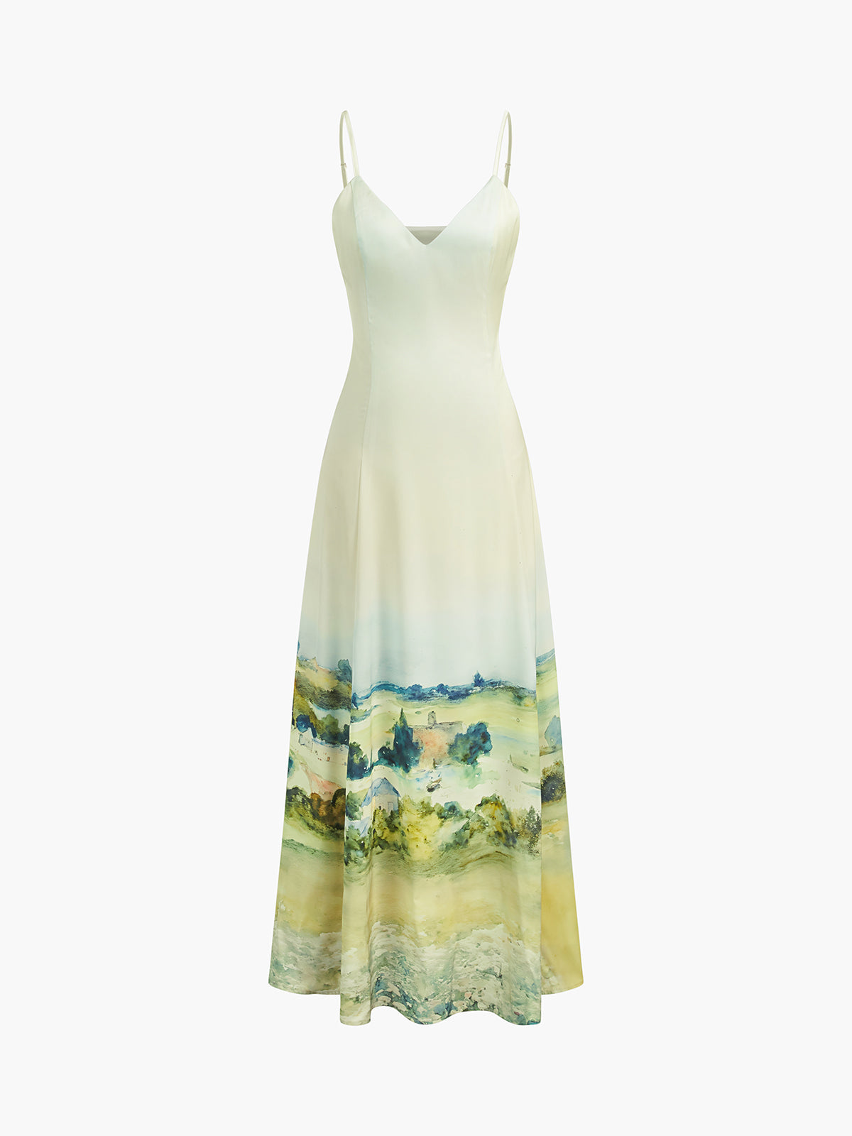 Camisole-Kleid mit V-Ausschnitt und Satin-Print