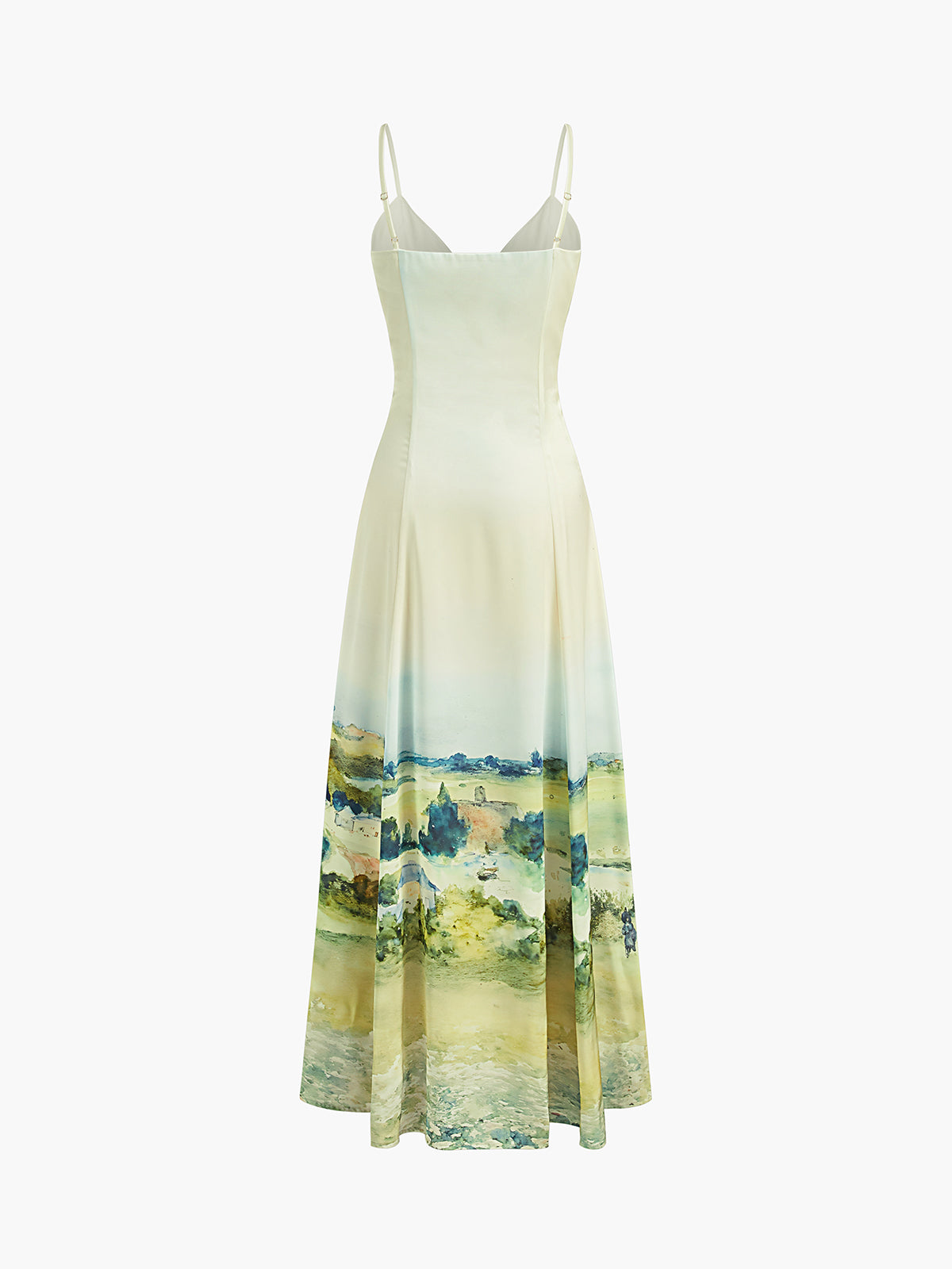 Camisole-Kleid mit V-Ausschnitt und Satin-Print