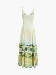 Camisole-Kleid mit V-Ausschnitt und Satin-Print