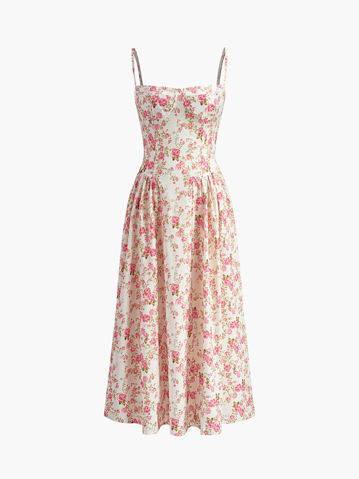 Kleid mit eckigem Ausschnitt und Reißverschluss und Blumenmuster