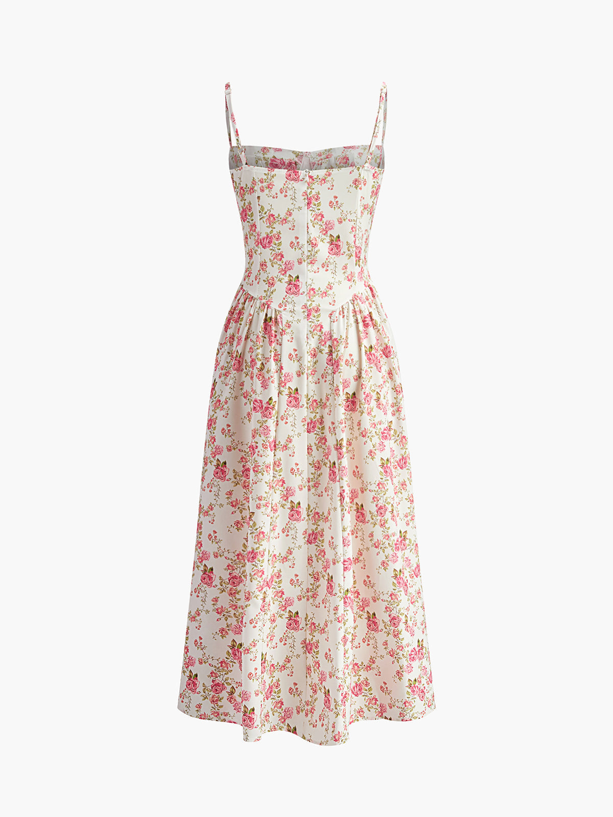 Kleid mit eckigem Ausschnitt und Reißverschluss und Blumenmuster