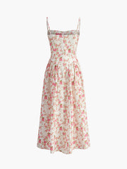 Kleid mit eckigem Ausschnitt und Reißverschluss und Blumenmuster