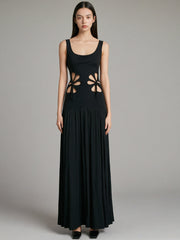 Ärmelloses Kleid mit einfarbigem Cut-out