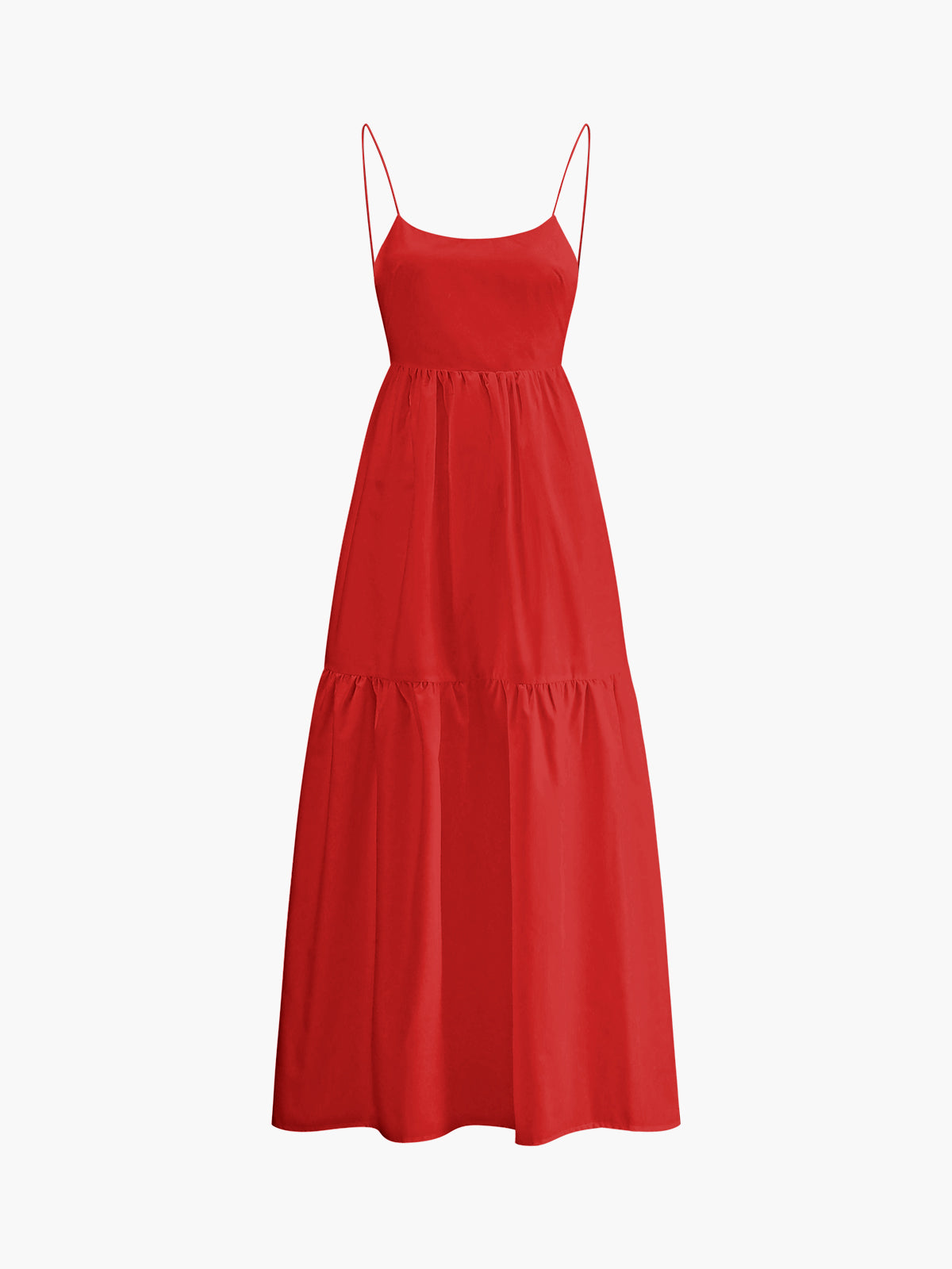 Einfarbiges, rückenfreies, langes Kleid