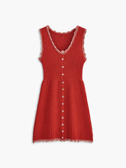 Ärmelloses kurzes Strickkleid
