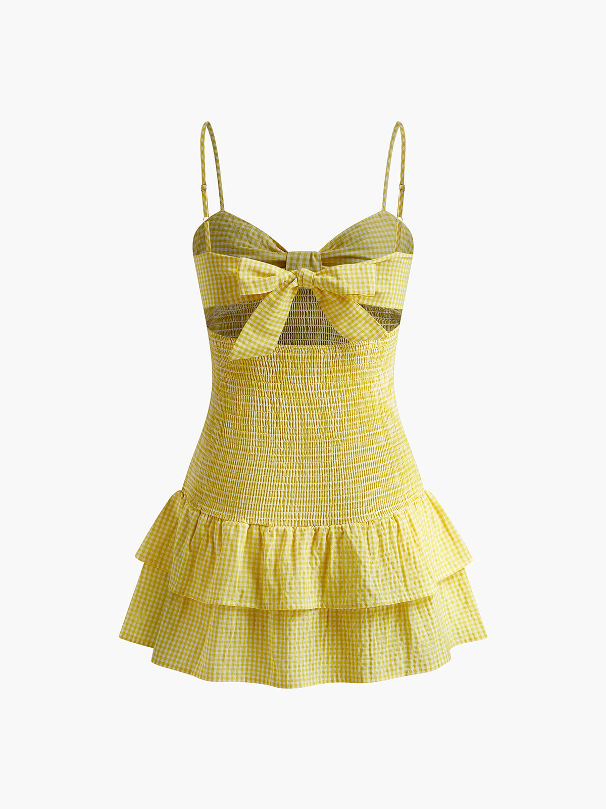 Gerafftes, rückenfreies, kurzes Camisole-Kleid mit Rüschen