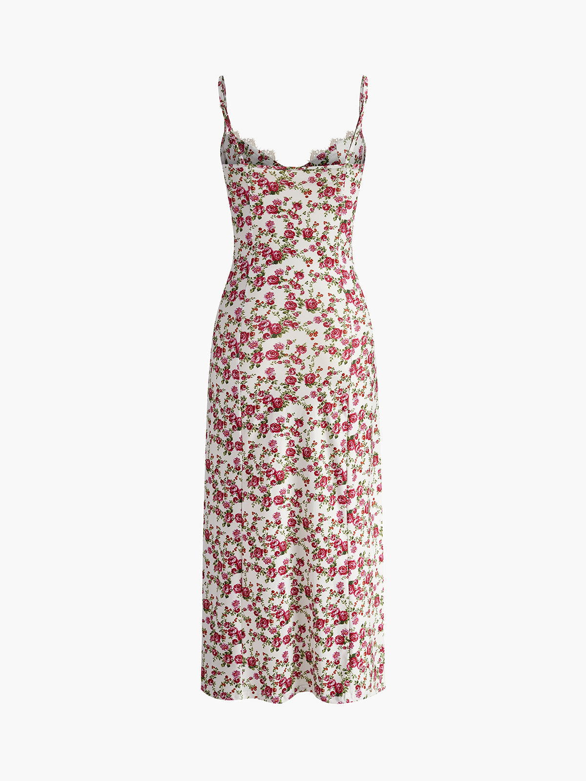 Cami-Kleid mit Blumenmuster, Schlitz und Herzausschnitt
