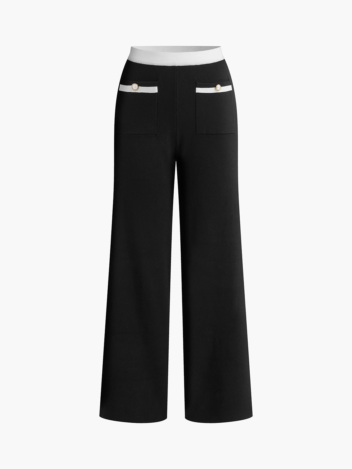 Contrast Trim Pockets Sweater Pants