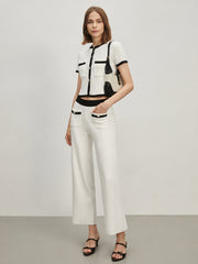 Contrast Trim Pockets Sweater Pants