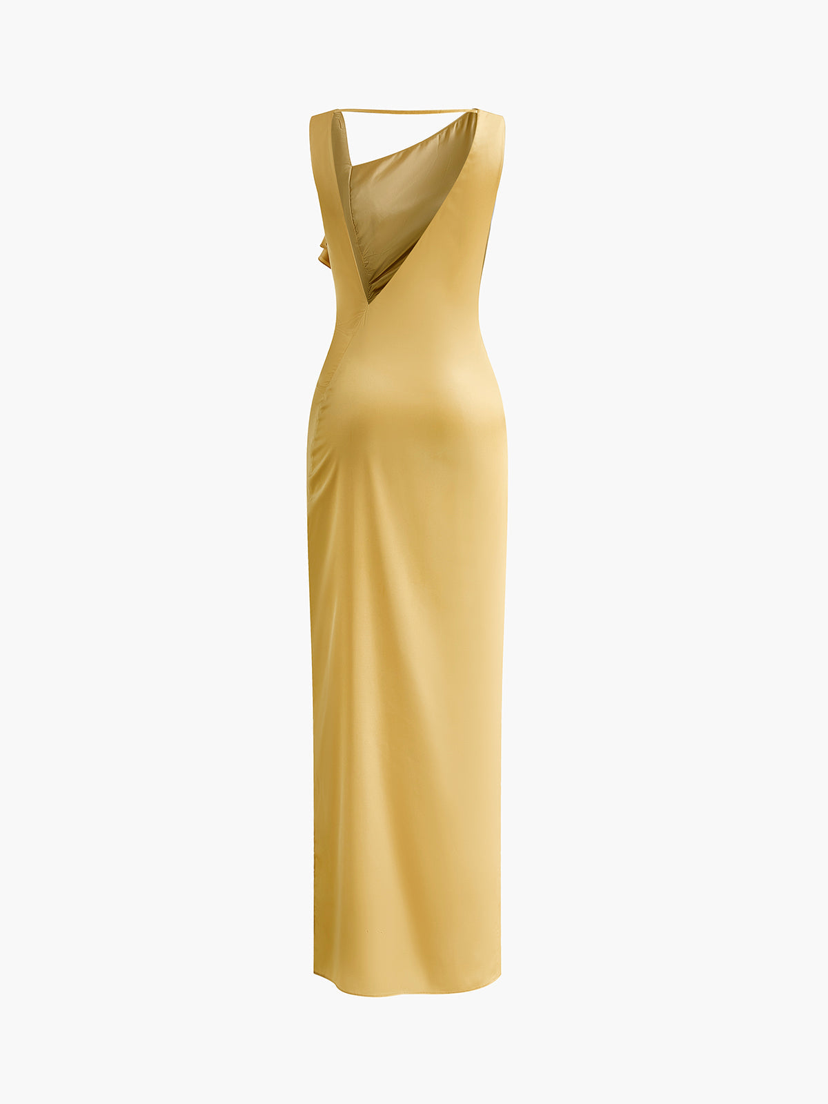Asymmetrisches, rückenfreies, langes Kleid mit Rüschen