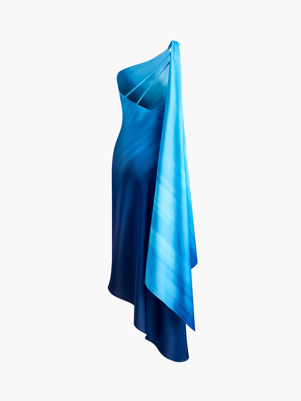 Asymmetrisches langes Kleid mit Farbverlauf und einer Schulter