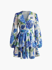 Korsettkleid mit Rüschen und Traubenmuster