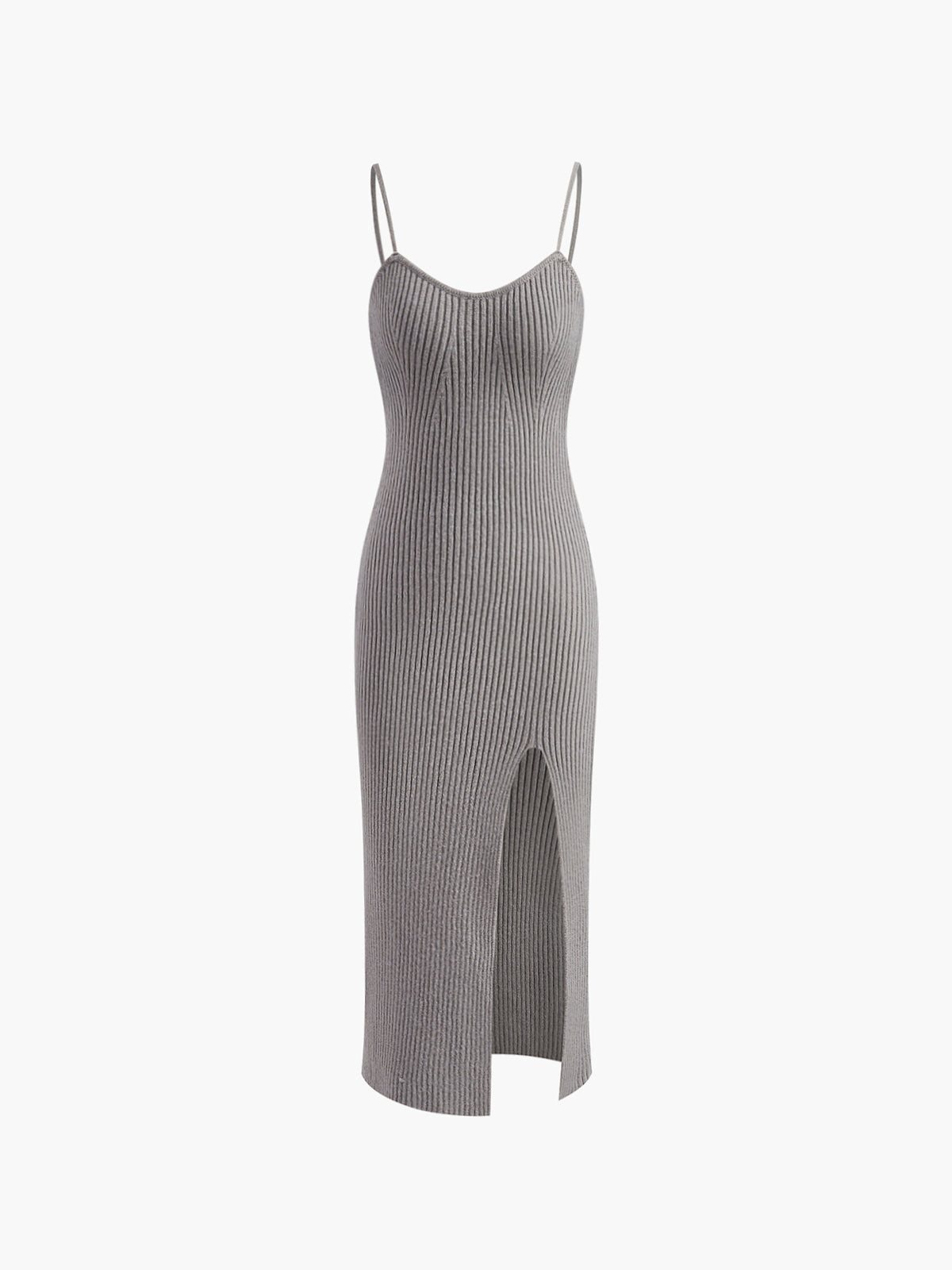 Geripptes Shrug-Strickkleid mit Herzausschnitt