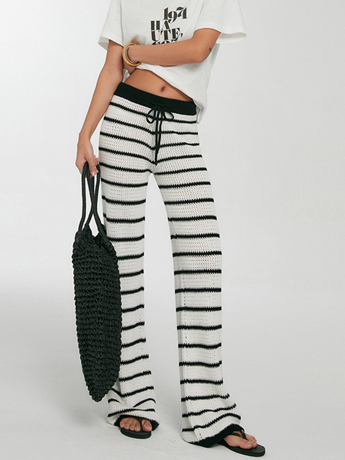 Striped Drawstring Knit Pants