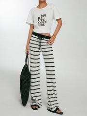 Striped Drawstring Knit Pants