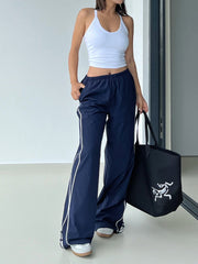 Contrast Piping Drawstring Pants