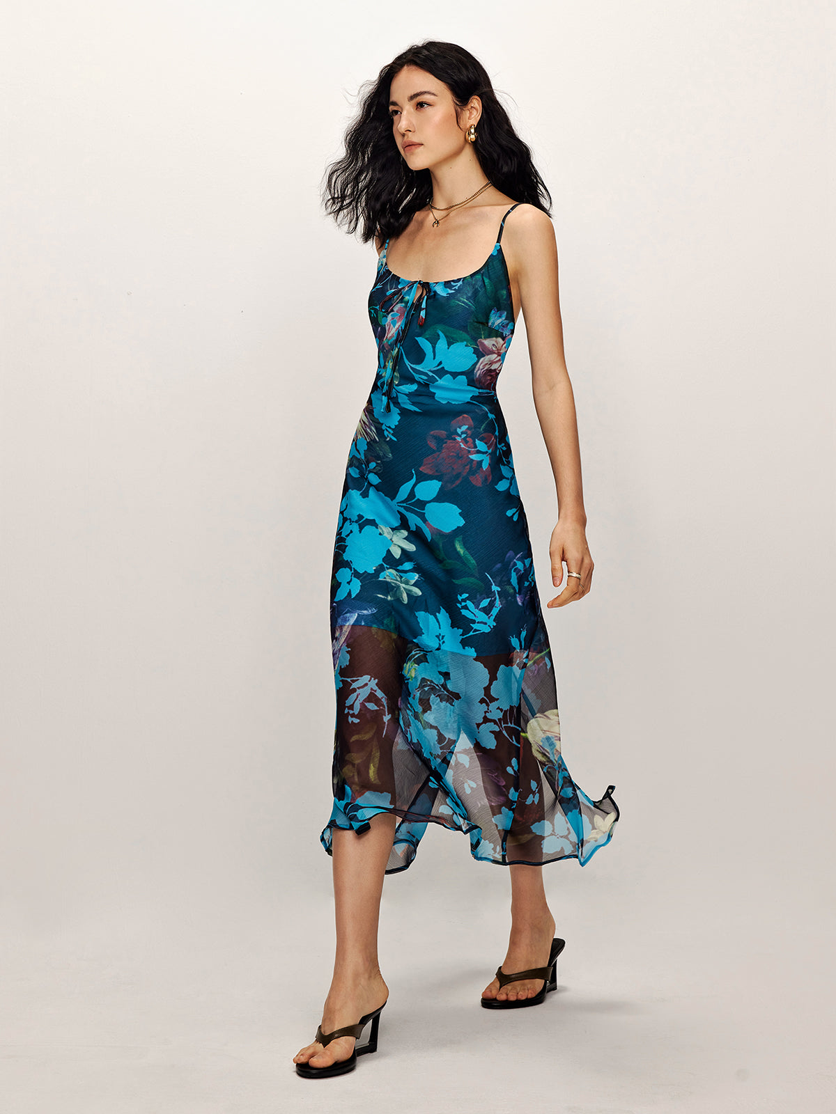 Rückenfreies Camisole-Kleid mit Blumenmuster