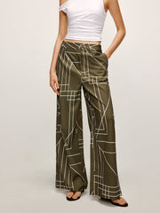 Printed Wide-Leg Pants