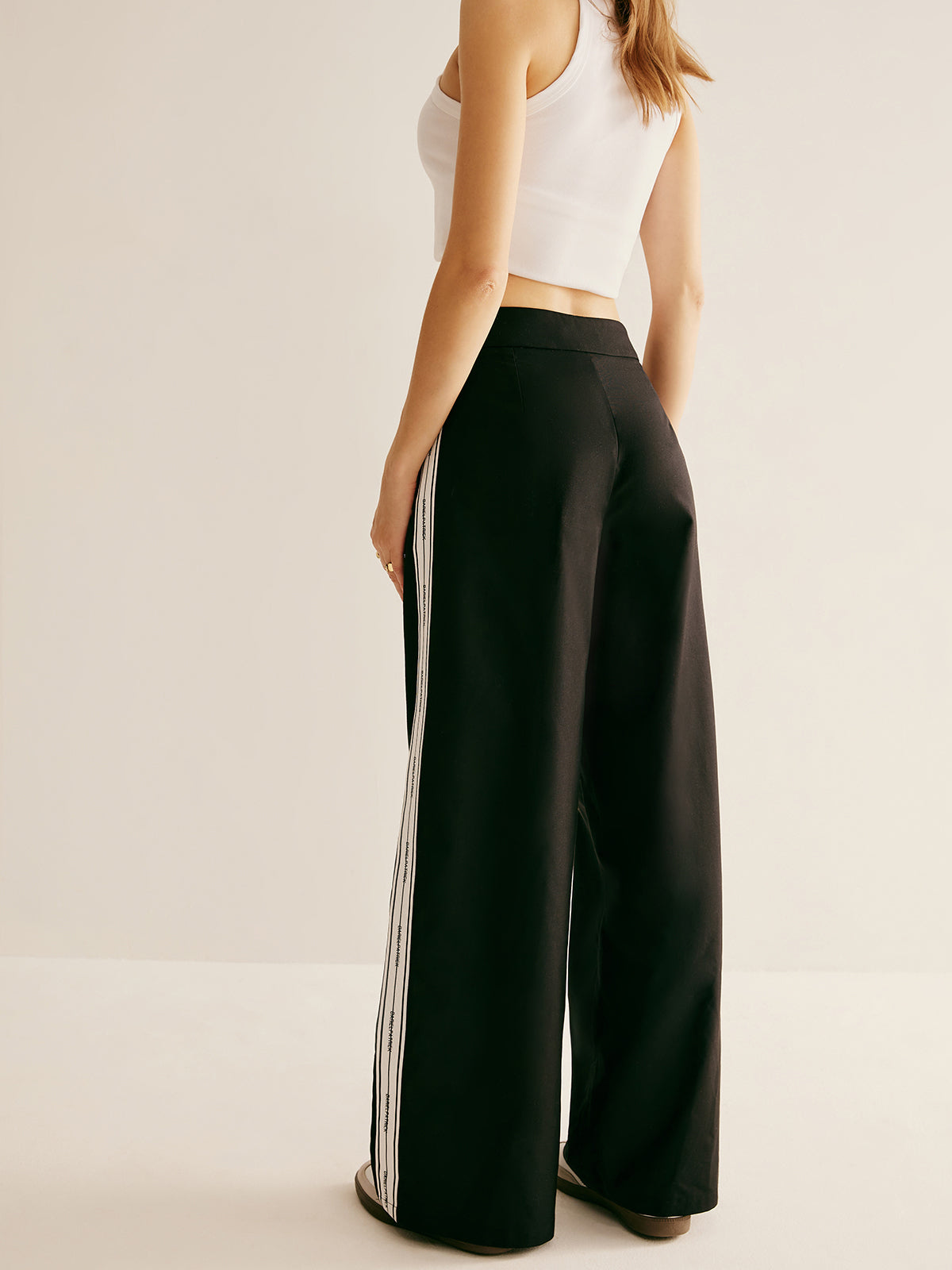 Patchwork High Waist Drawstring Pants