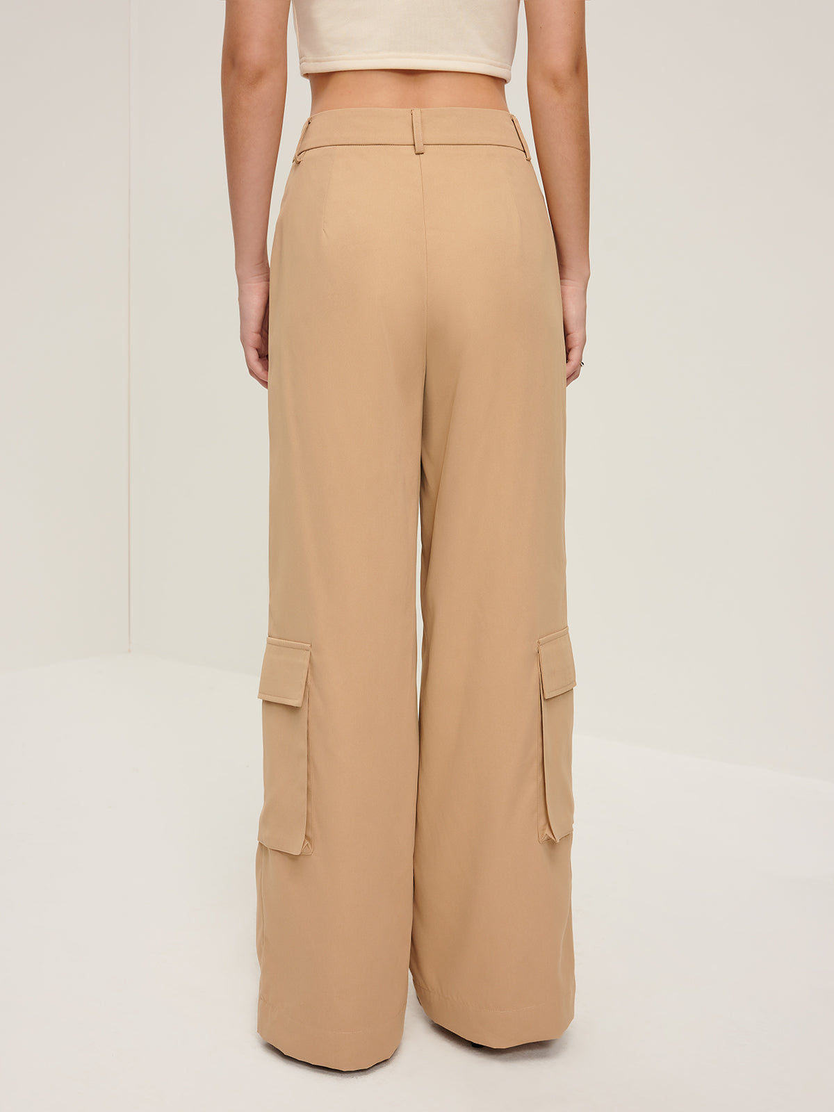 Flap Pockets Wide-Leg Pants