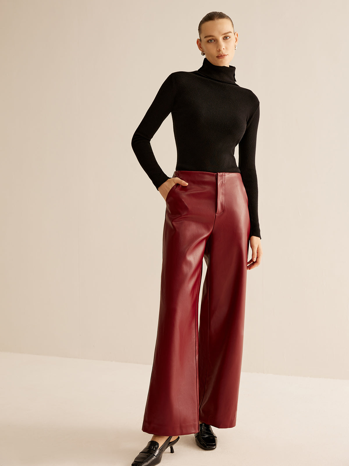 Retro Regular PU Leather Pants