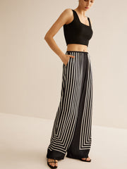 Geometric Pinstripe Satin Pants