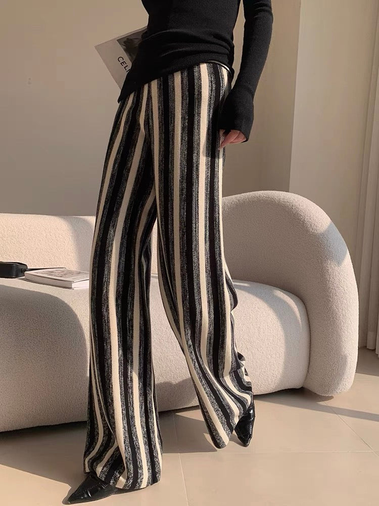 Pinstripe Sweater Straight Pants