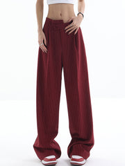 Asymmetrical High-Waist Pinstripe Pants