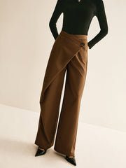 Asymmetrical Mid-Waist Straight Pants