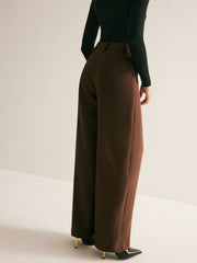 Casual Pleated Mid Waist Pants