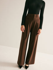 Casual Pleated Mid Waist Pants