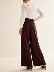 Pleated Wide Leg Pants Without Belt