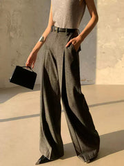 High Waist Pleated Pants Without Belt