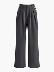 Contrast Trim Pleated Draped Pants