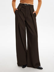 Pleated Wide-Leg Pants With Belt